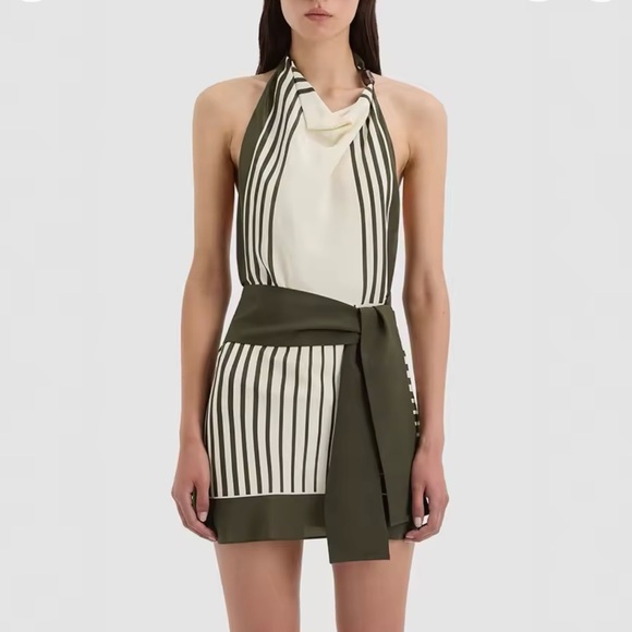 Elegant Striped Halter Dress - Picture 1 of 6